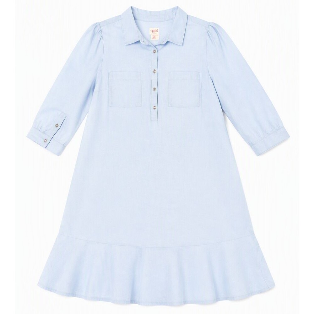 Isabel Maternity Light Baby Blue Linen Blend Midi Dress XXL NWT Ruffle Flounce